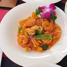 Scampis au curry rouge à la façon Thaï